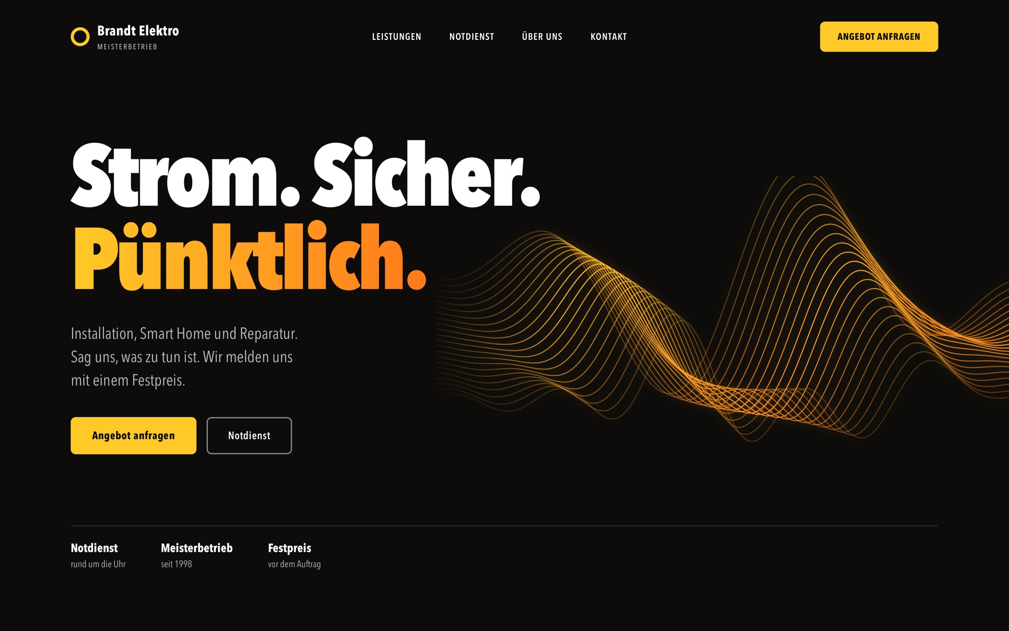 Beispiel: Website eines Elektrobetriebs auf dem Laptop