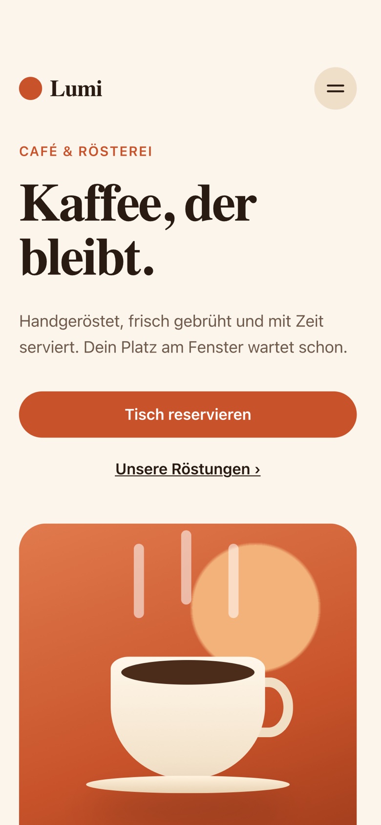Beispiel: Café-Website auf dem Handy